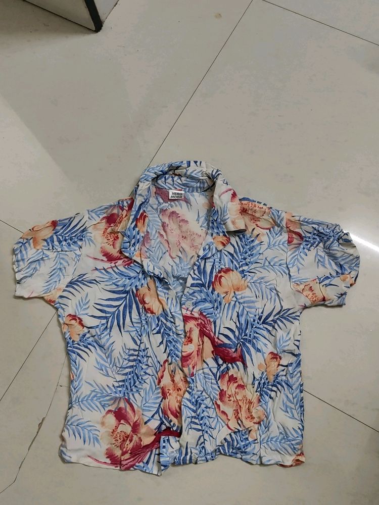 Crop Shirt With Georgette Fabric