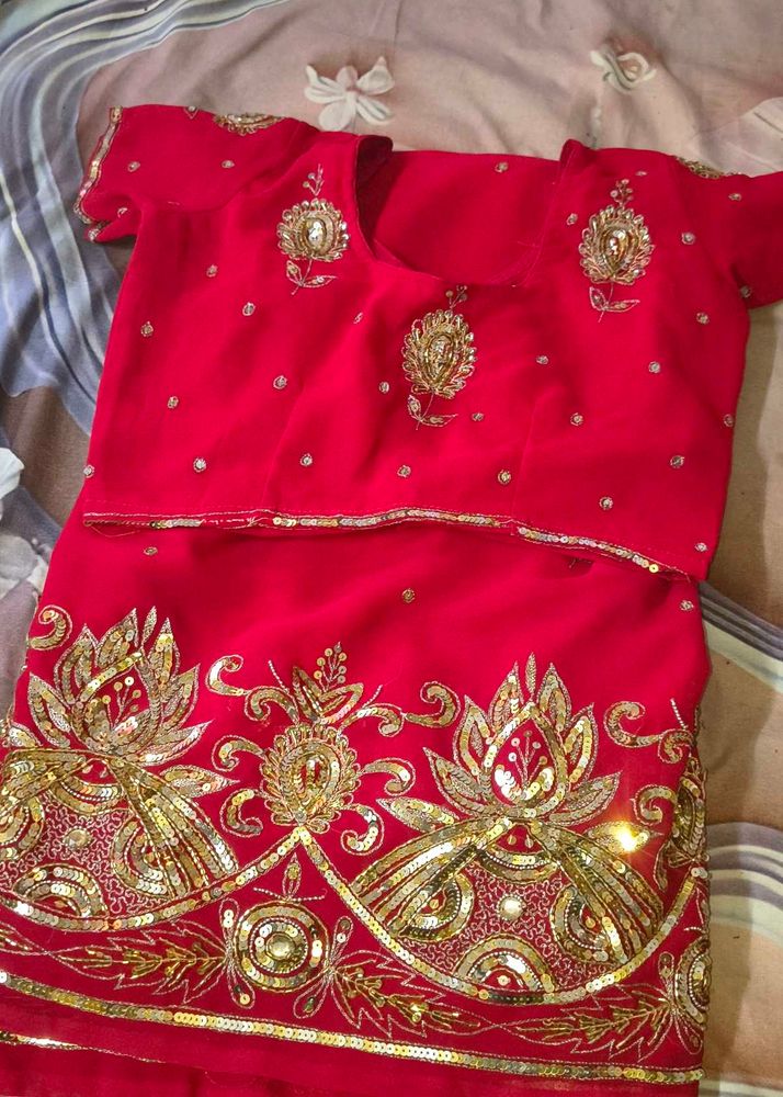 Red Embroidered saree