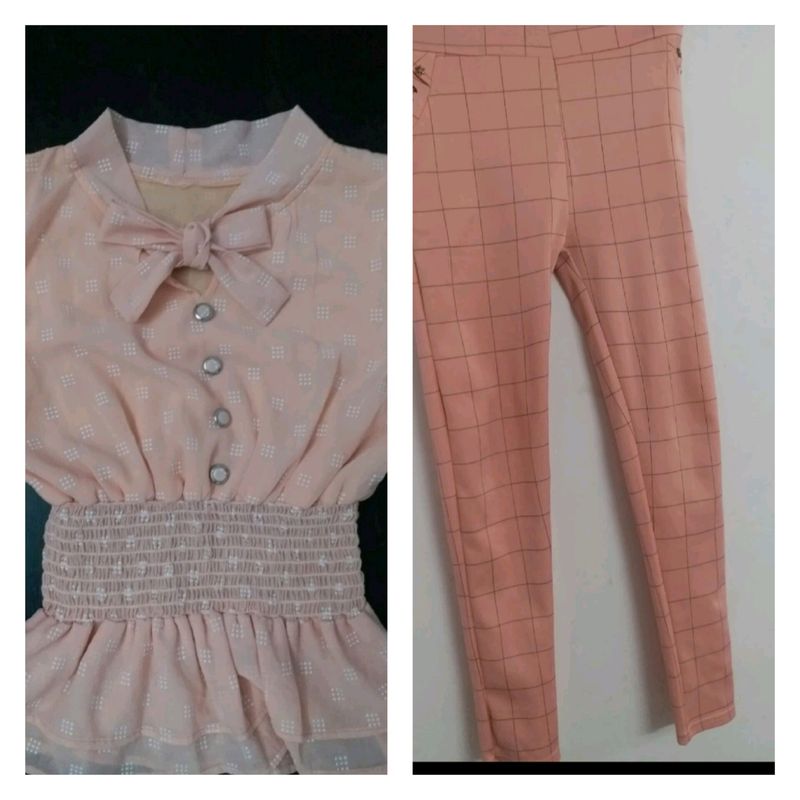 High Waist Pant And Full Sleev Top For Girl
