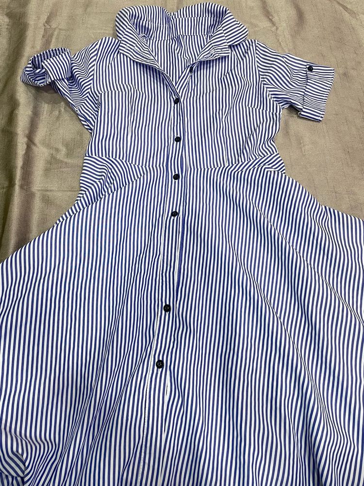 Chic Striped Shirt Dress