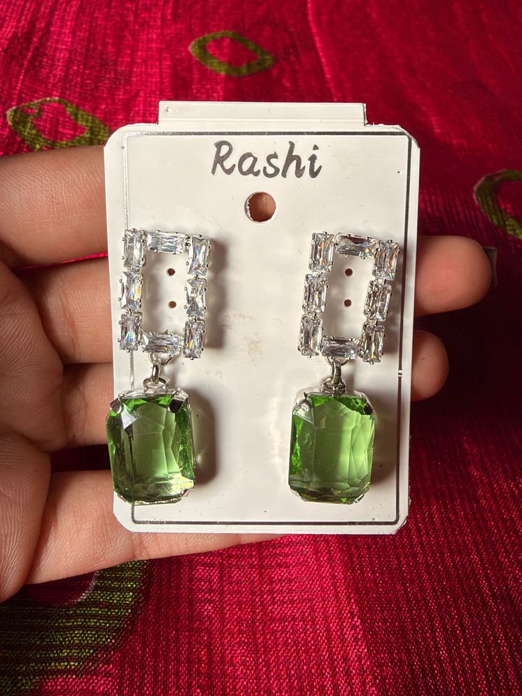 Green Gemstone Drop Earrings