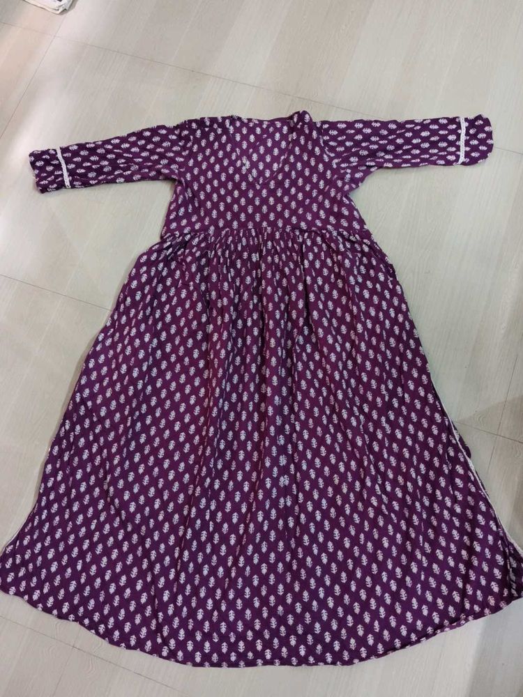 Elegant Purple Block Print Kurta