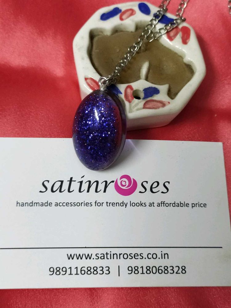Sparkling Purple Egg Pendant Necklace