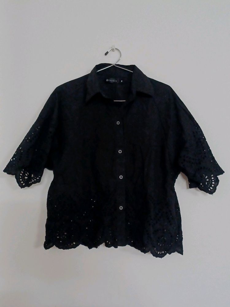 Chiffon Black Short Sleeve Shirt