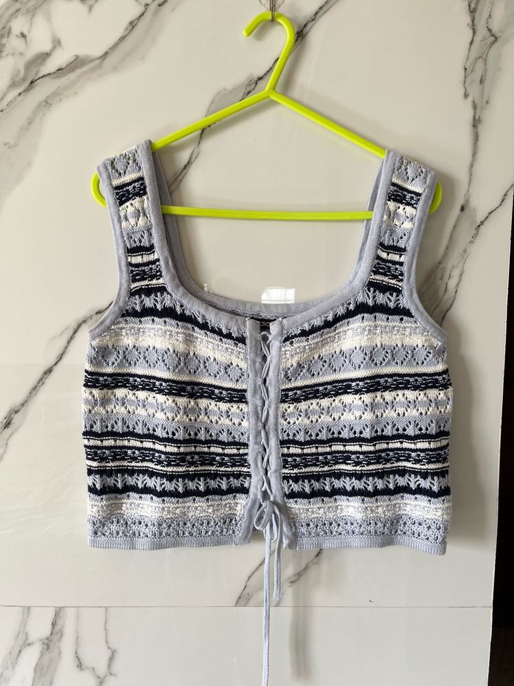 Knit Lace-Up Top