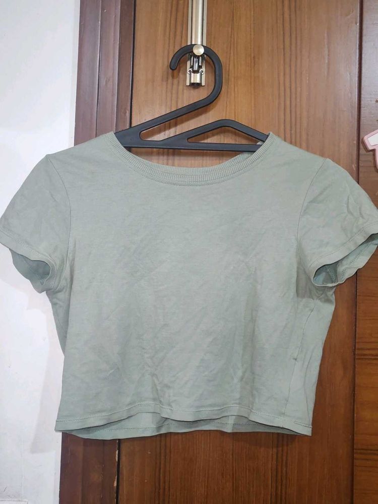 Casual Green Crop Top