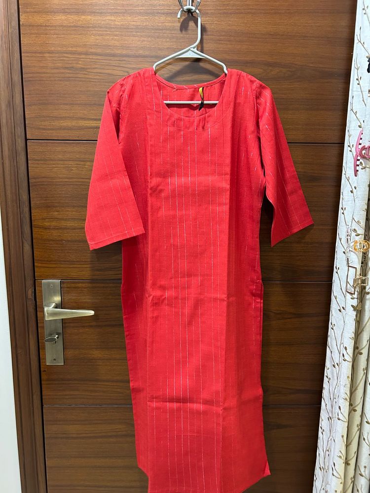 Red Striped Kurta