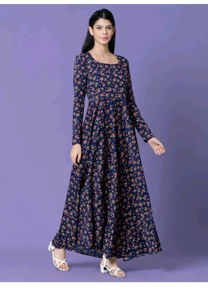 Elegant Navy Floral Maxi Dress