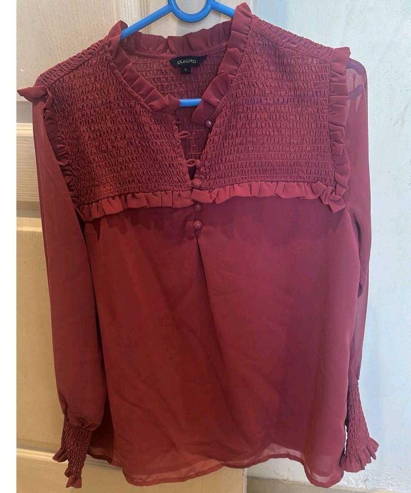 Burgundy Ruffle Top