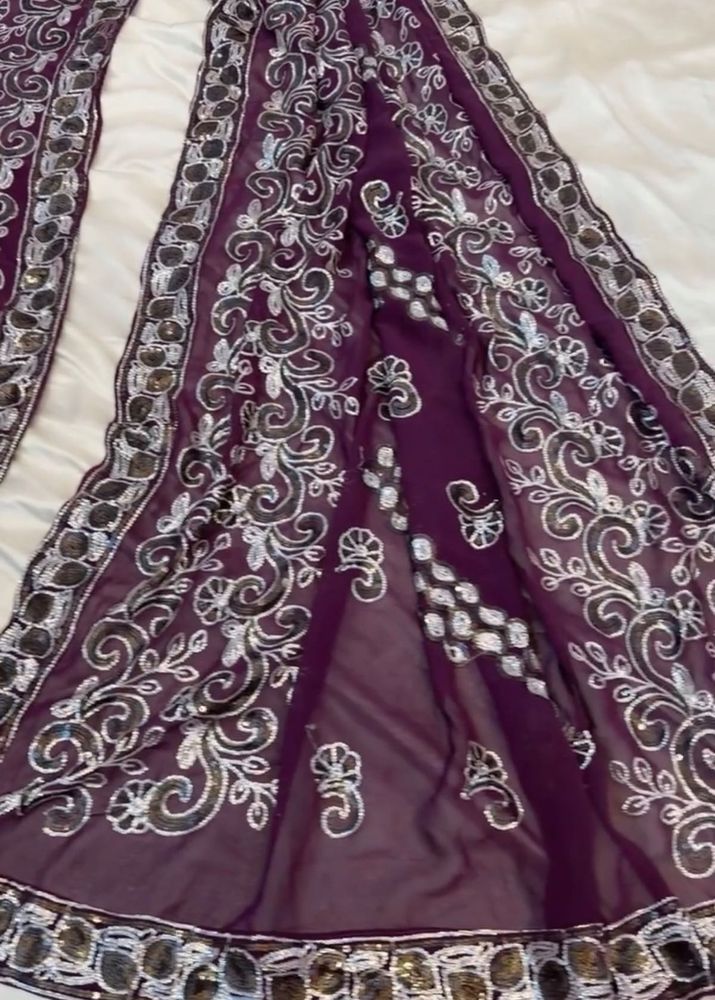 Embellished Purple Saree