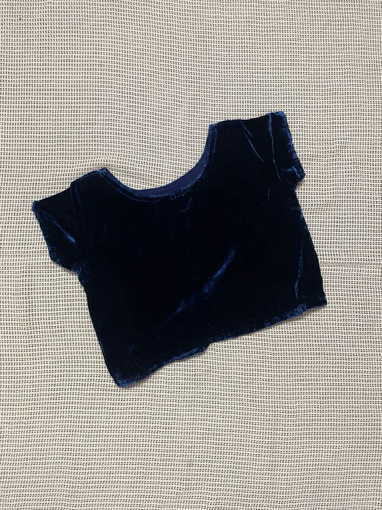 Navy Blue Velvet Blouse