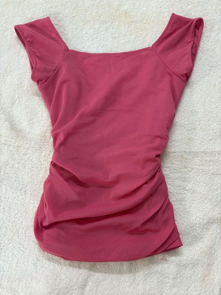 Pink Ruched Detail Top
