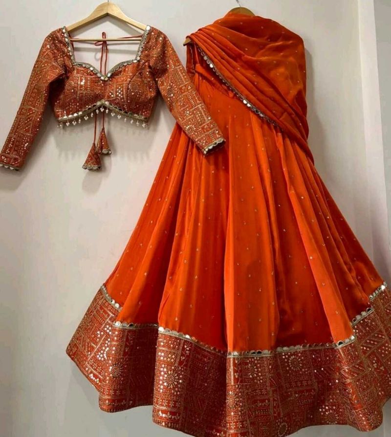 Orange Party Wear Lehenga Choli