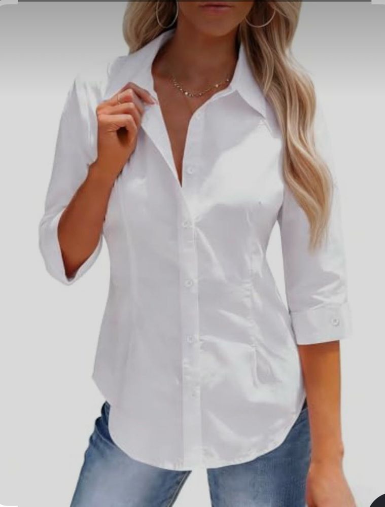 Chic White Button-Up Shirt