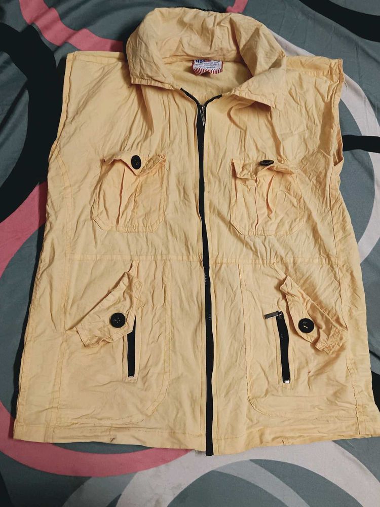 Yellow Sleeveless Utility Vest