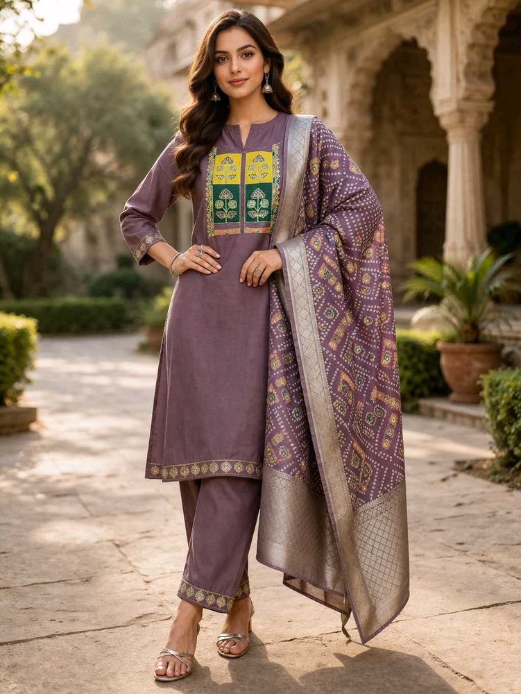 Elegant Purple Kurta Set withBeautifully crafted k