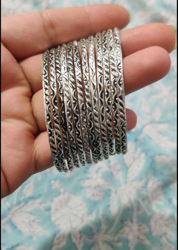German Silver Bangle Set 12 pc