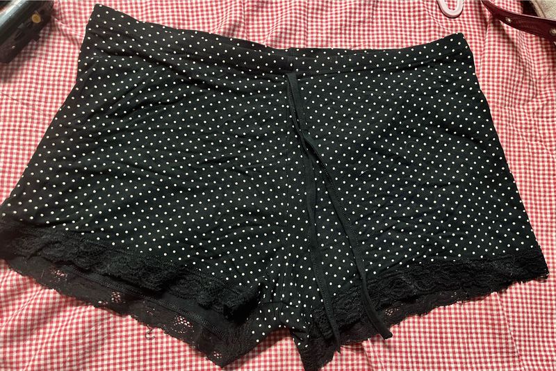 Cute Polka Dot Pajama Shorts with Lace Trim