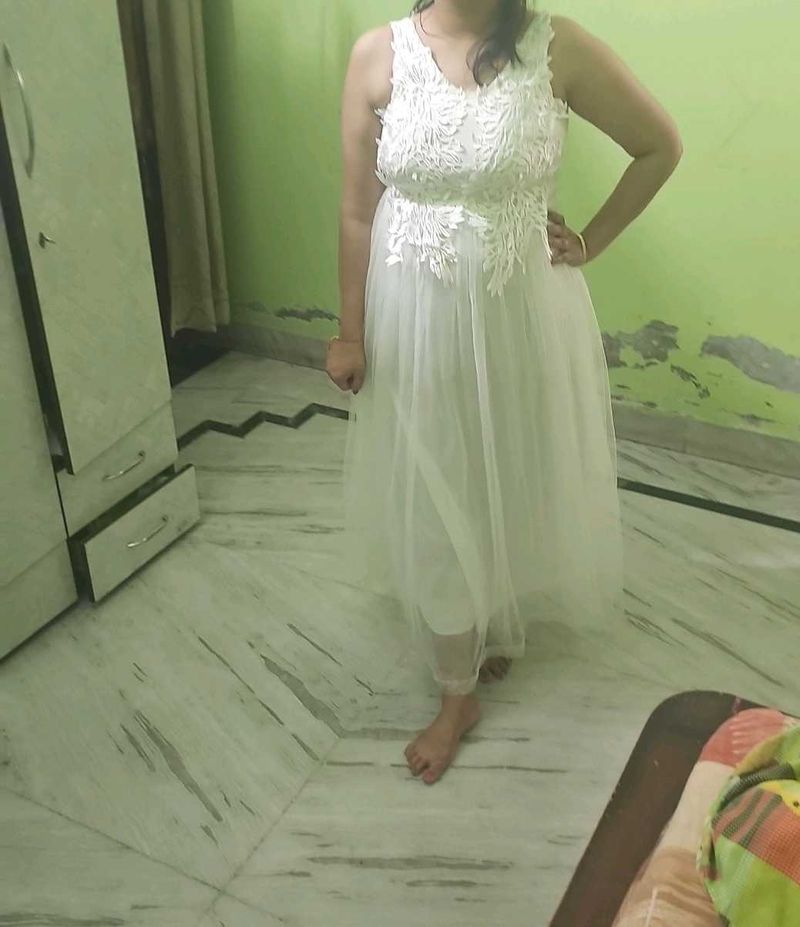white middy dress cum gown