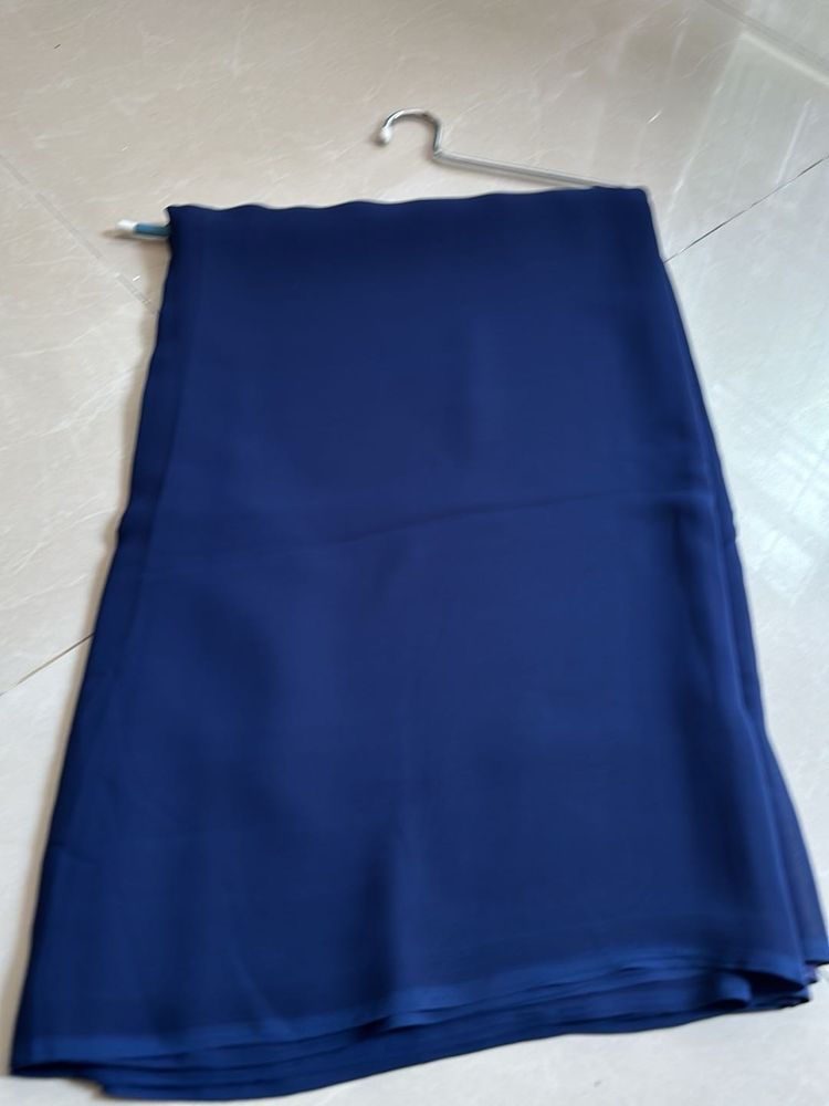 plane Elegant Navy Blue Saree