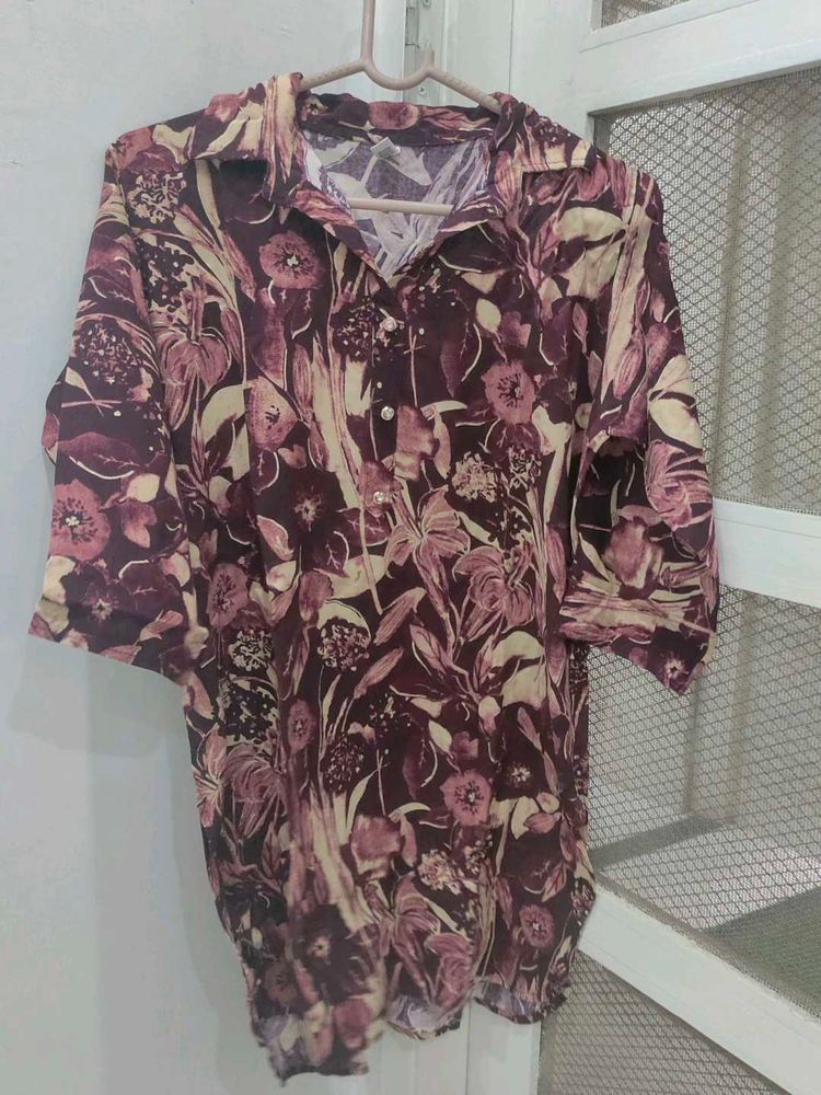Floral Print Button-Up kurta pant set