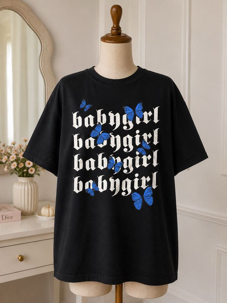 Black 'Babygirl' Butterfly Graphic Tee