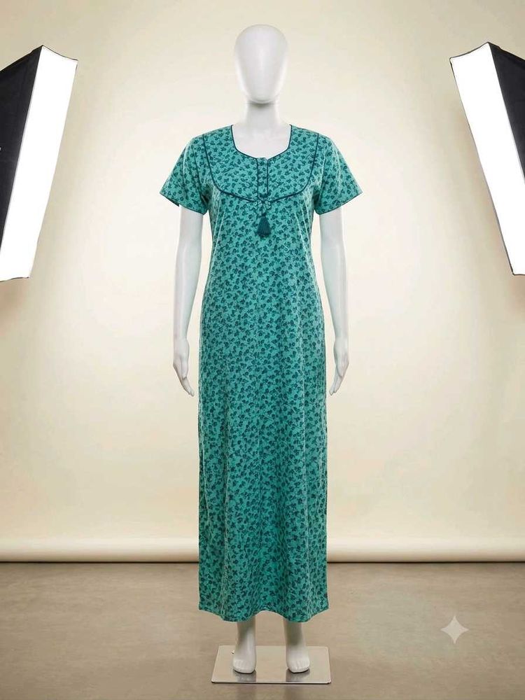 Comfortable Teal Floral Nightgown