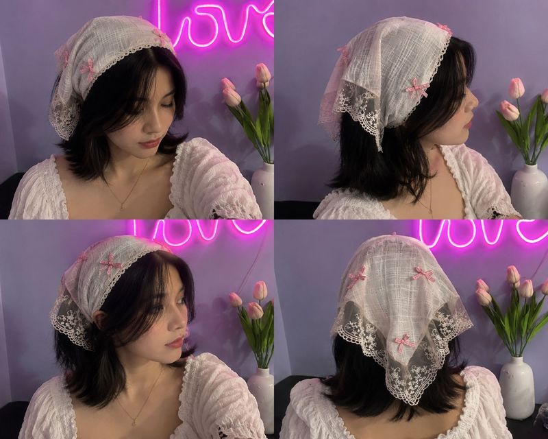 Cute Aesthetic Floral Lace Hair Hoop