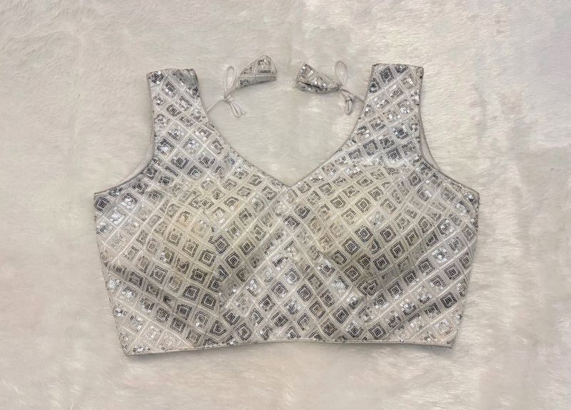 Sparkling Silver Sequin Blouse