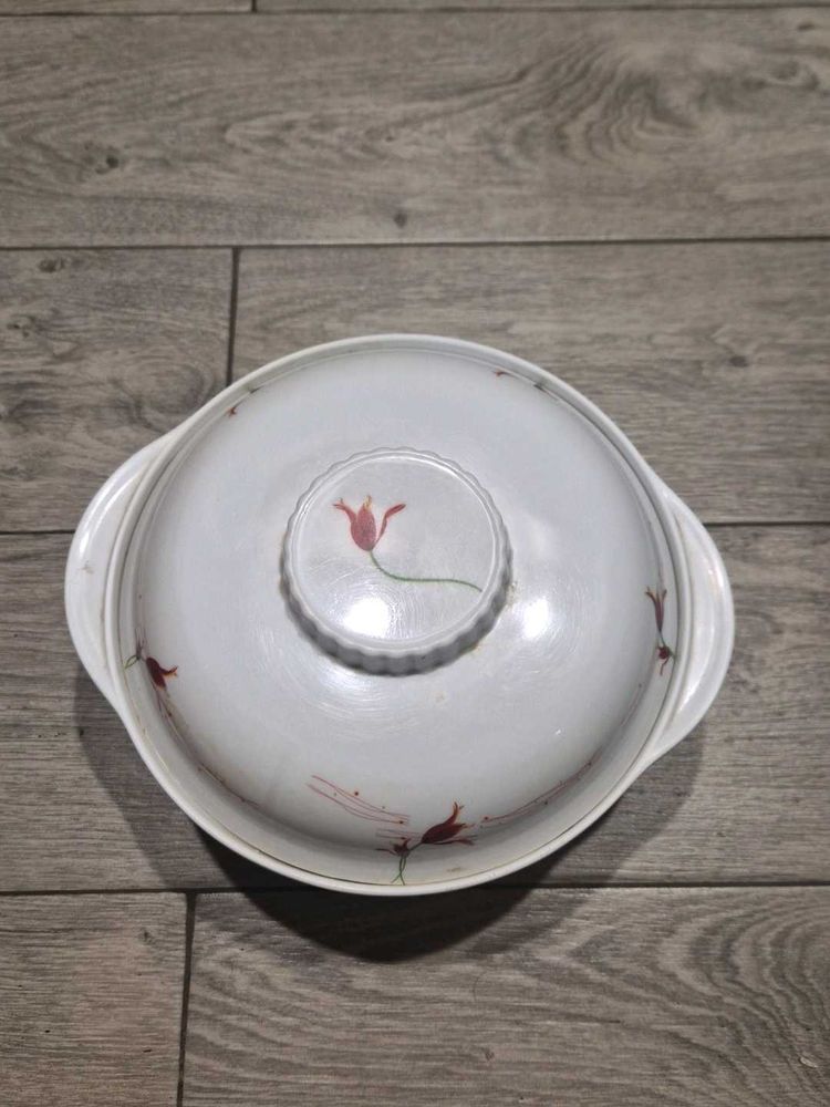 Vintage Melamine Floral Serving Dish with Lid