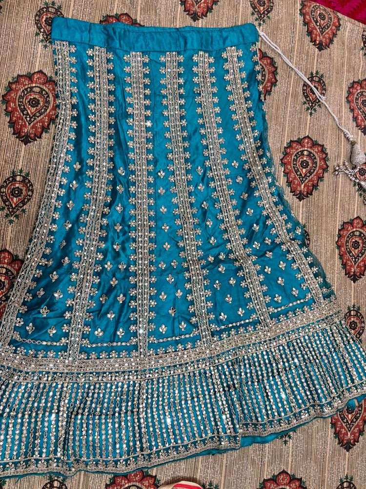 Stunning Embellished Teal Lehenga Skirt