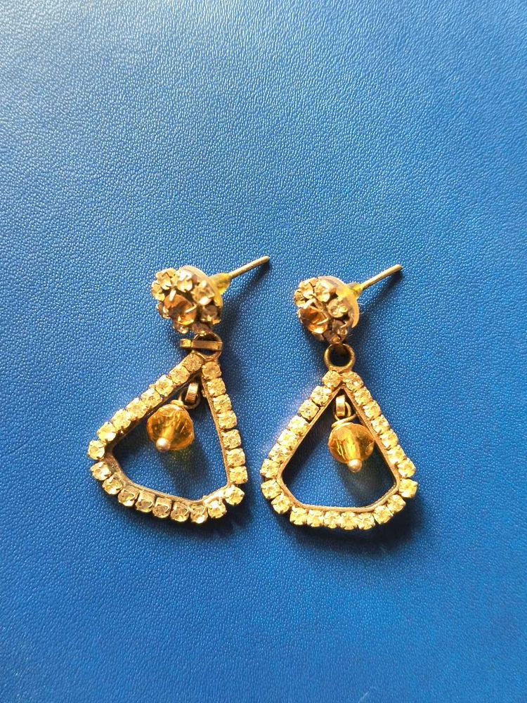 Yellow Stone Triangle Earrings