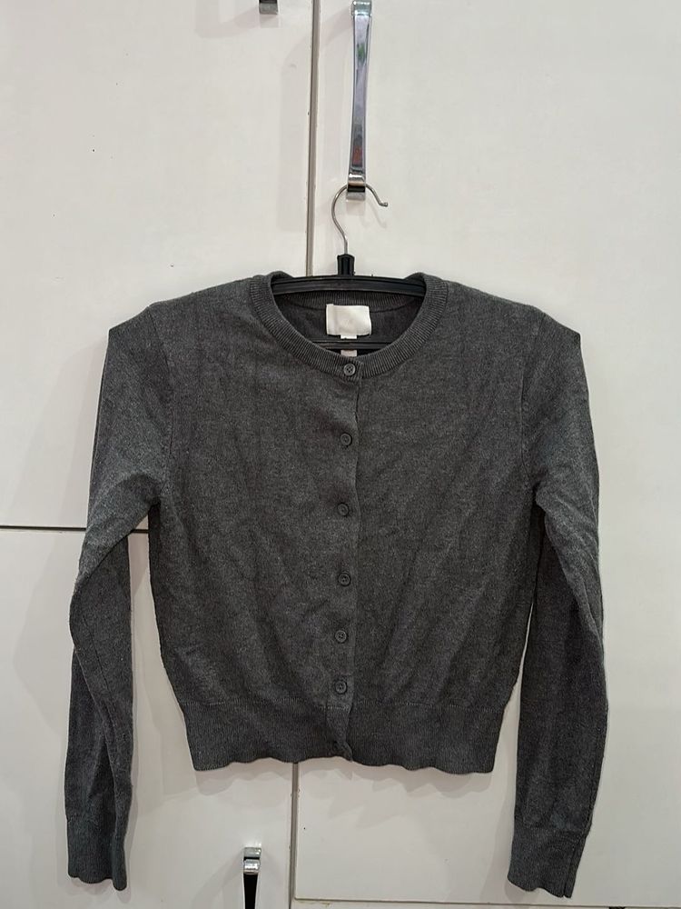 Classic Grey Button-Up Cardigan
