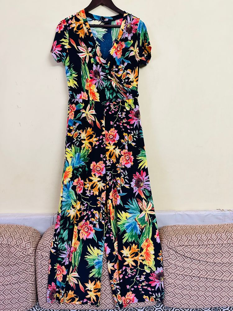 Floral Summer Wear jumpsuit With Matching Belt