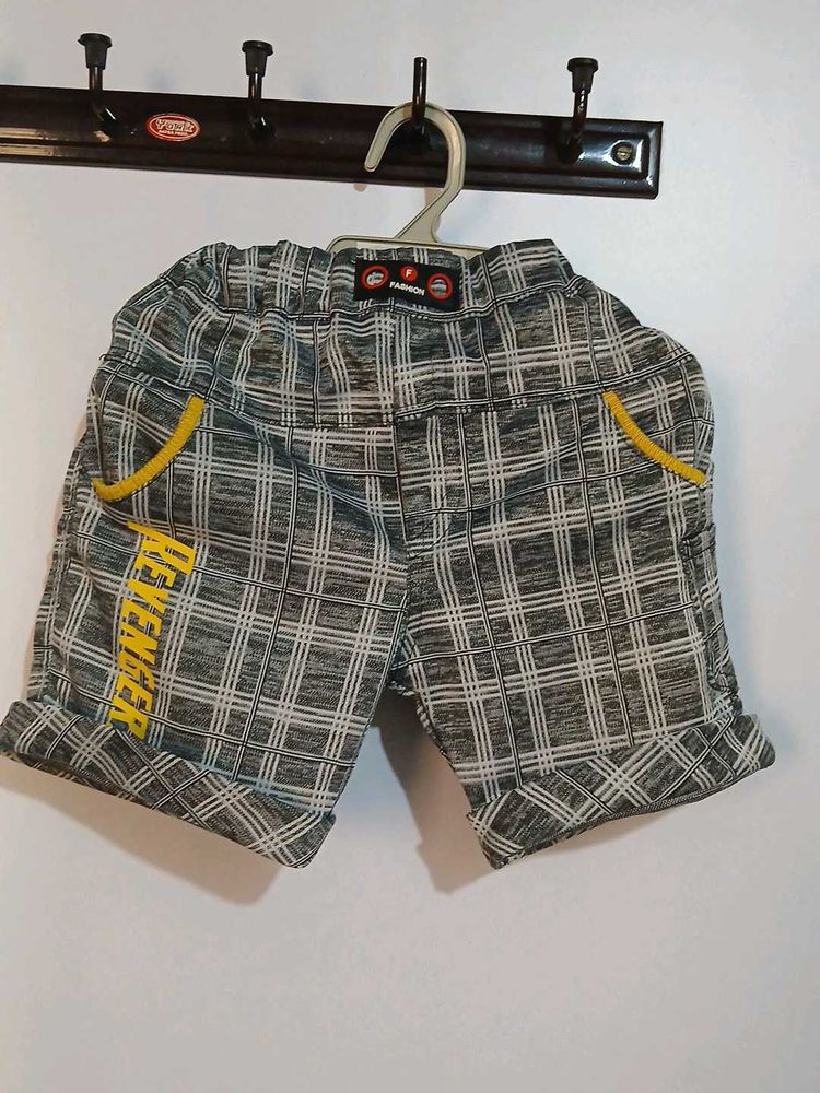 Checked Shorts with Yellow Accent