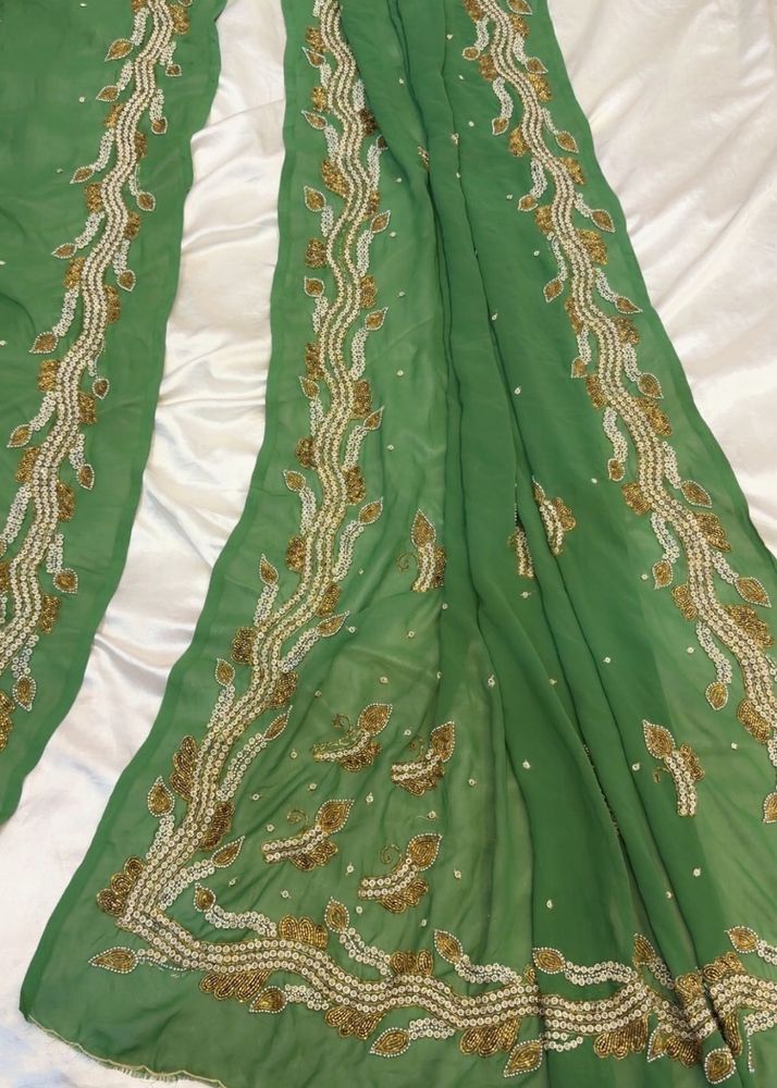 Embellished Green Saree