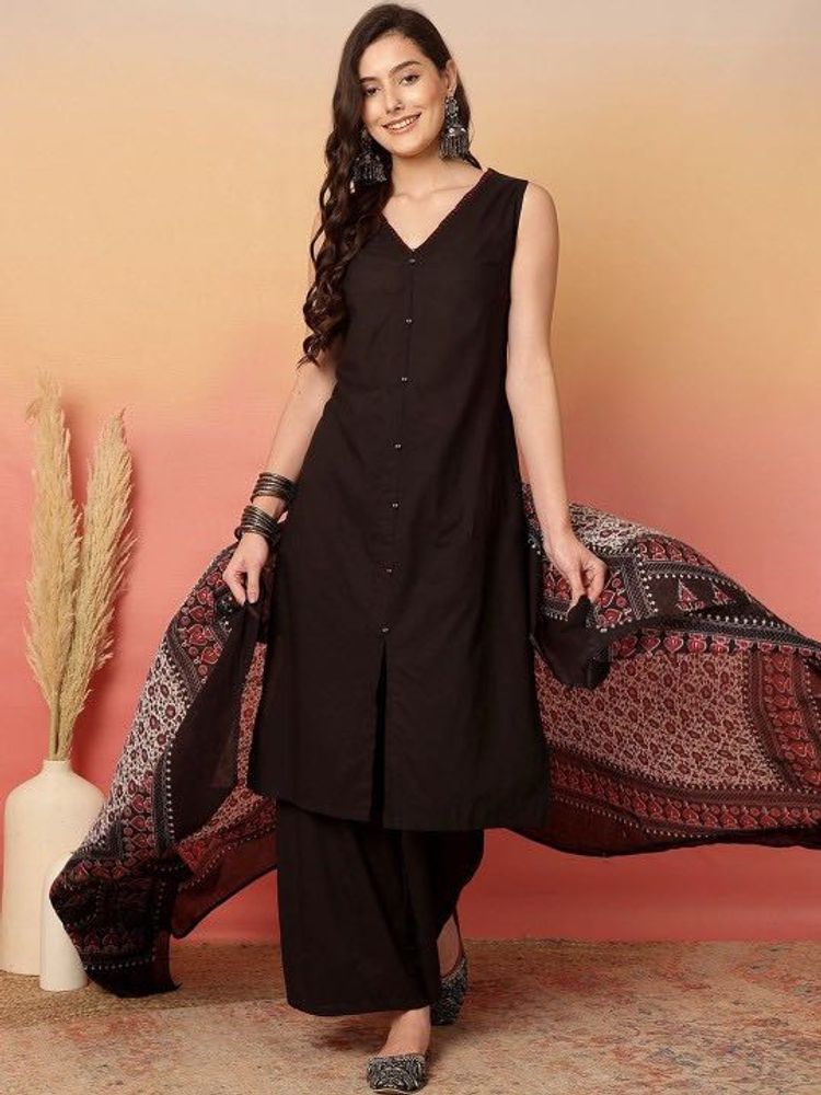 Elegant Black Kurta Set with Dupatta
