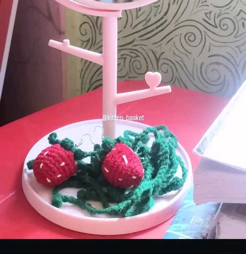 Handmade Crochet Strawberry earrings