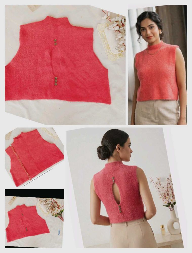 Chic Sleeveless Mock Neck Textured Top