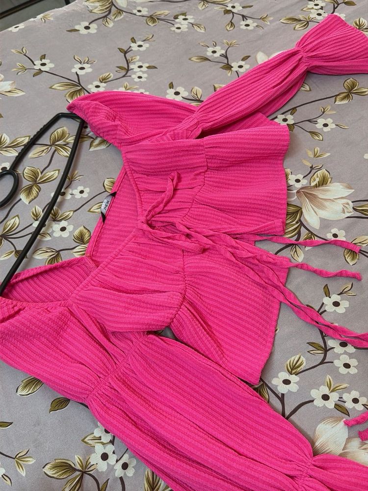 Trendy Pink Ruffle Sleeve Top