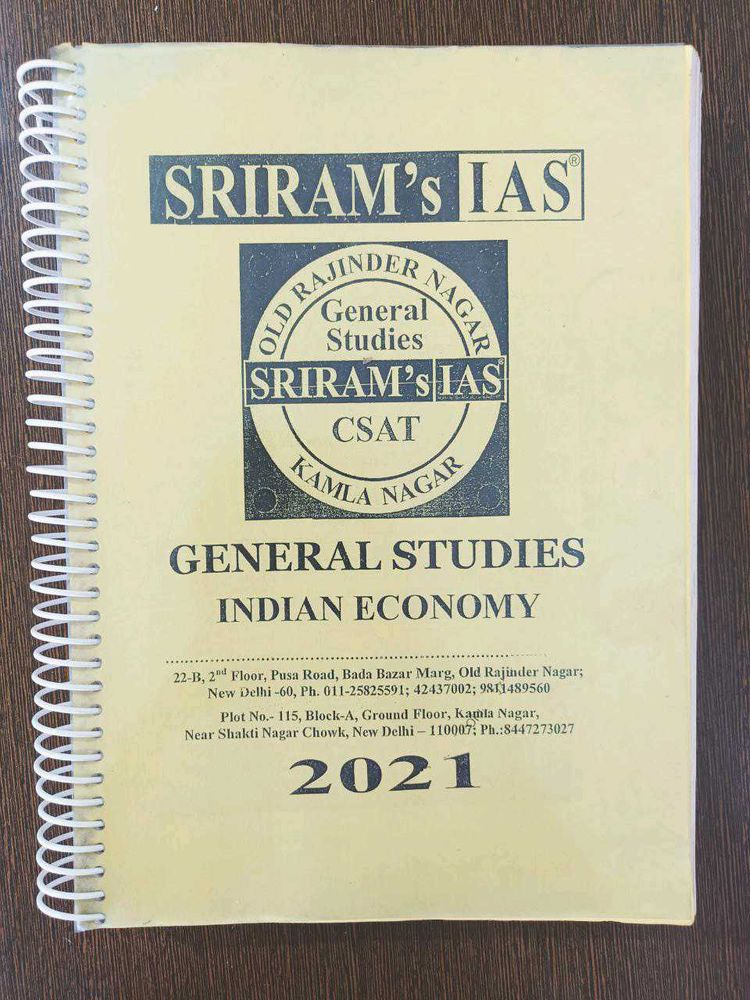 UPSC book Sriram's IAS Indian Economy 2021