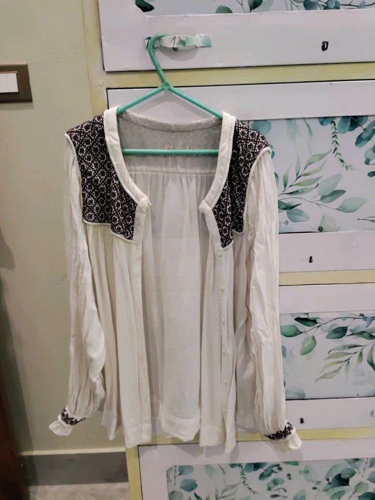Elegant Embroidered White Blouse
