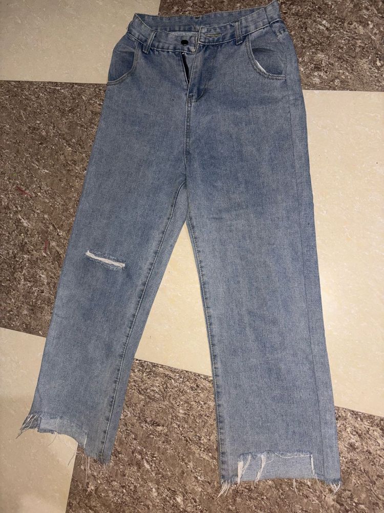 Women's Ripped Blue Denim Jeans