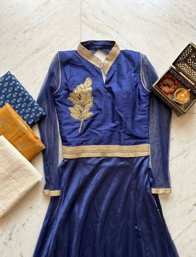 Royal Blue Embroidered Gown
