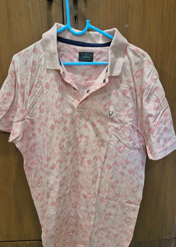 Men's Pink Geometric Polo T-Shirt