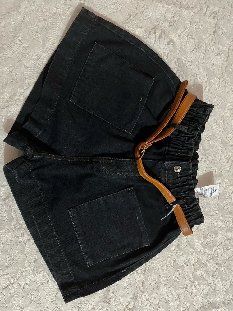 Black Denim Shorts