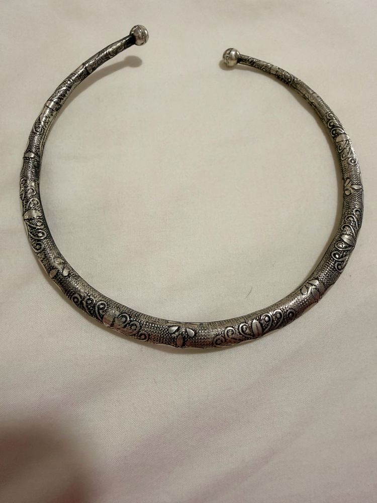 Vintage Oxidized Silver Choker Necklace
