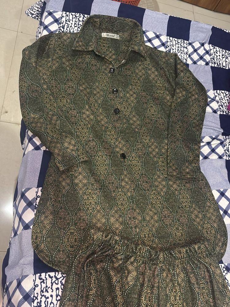 Patterned Shirt and Palazzo Set