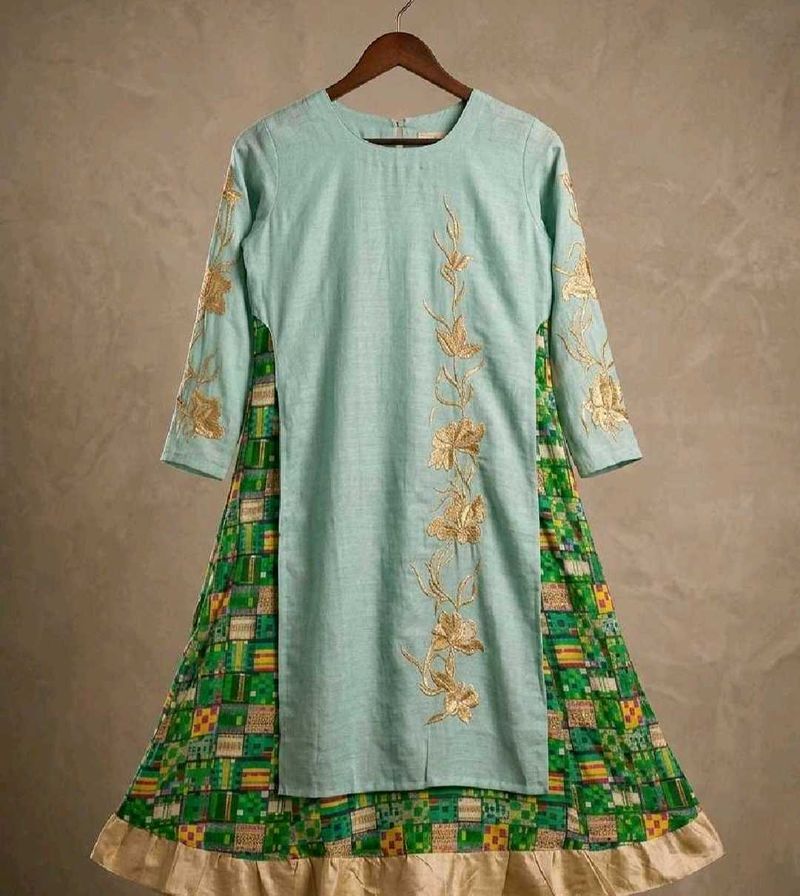 Diwali Sale !! Elegant Light Blue Kurta with Green