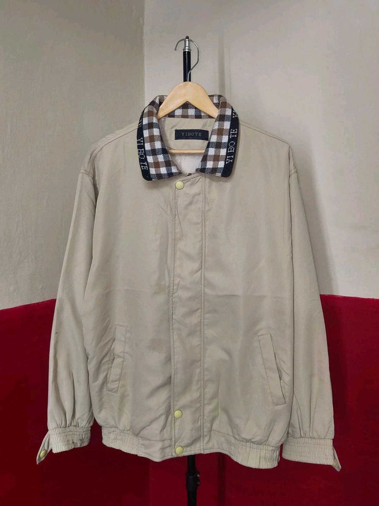 Men's Beige Bomber Jacket
